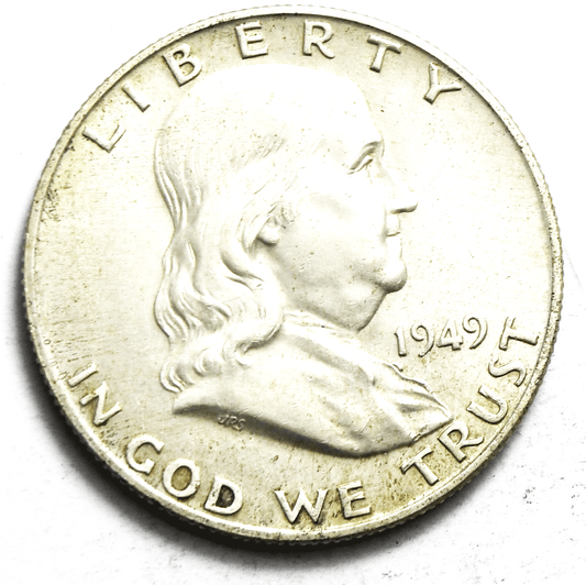 1949 D 50c Franklin Silver Half Dollar Fifty Cents Denver AU