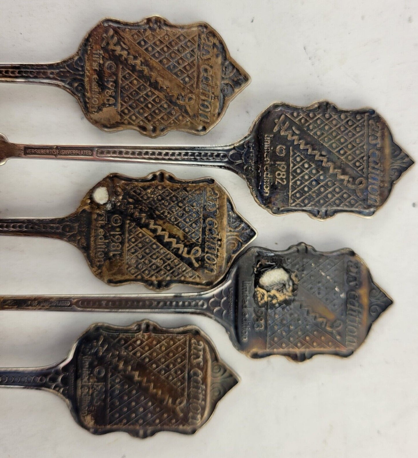 5pc Set Souvenir Spoon Hummel 1982 ARS Edition Silverplated 1981 ,86 ,83 ,82 ,80