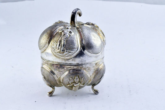 India Solid .900 Fine Silver Jewelry Trinket Prayer Kaddu Spice Container