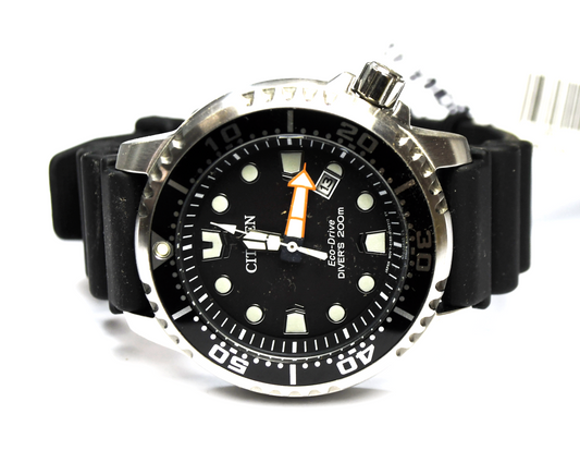 Citizen Eco Drive Black Diver 's 200m Wristwatch 44mm Stainless Great Condition