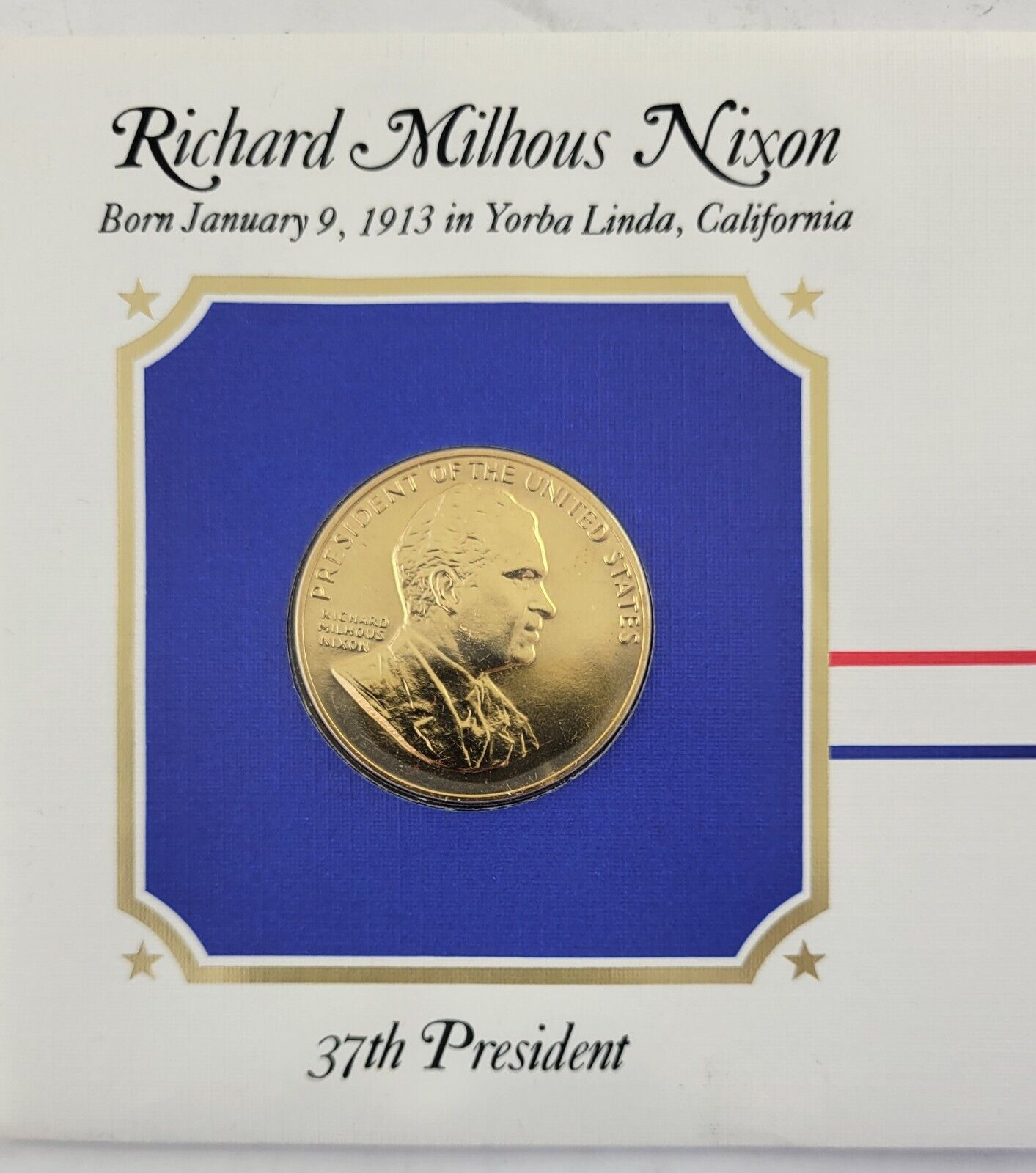 Richard Nixon Presidential Covers Medal Postal Commemorative Society Gold Plated