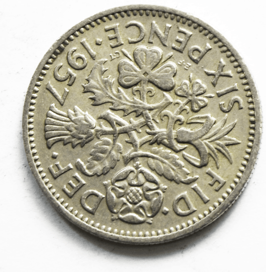 1957 Great Britain 6 Six Pence KM# 903 Copper Nickel Coin