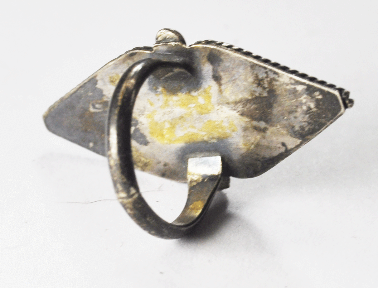 Antique Sterling Silver Turquoise Dot Cluster Triangular Ring 32mm Size 2