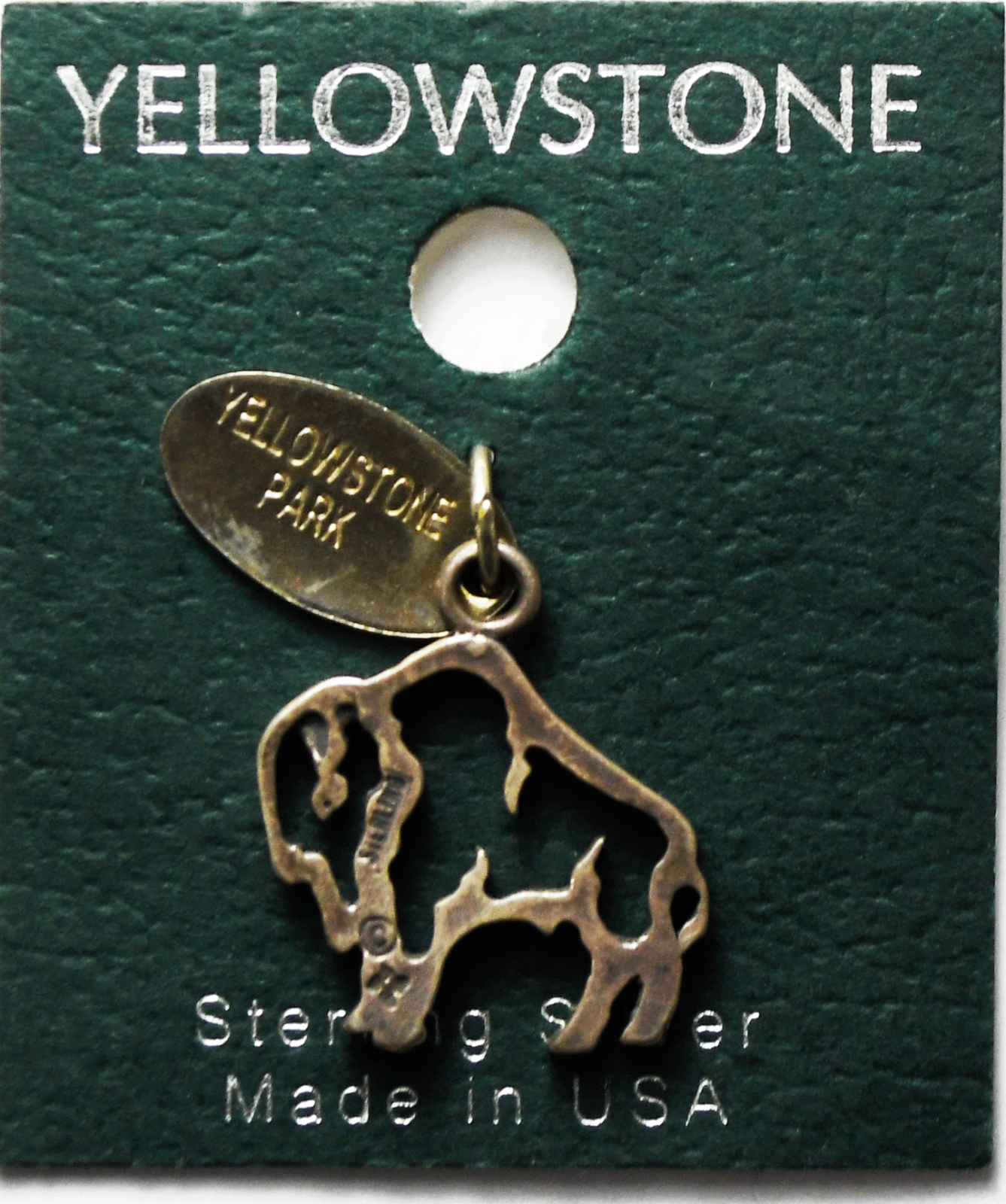 Sterling Sunwest Yellowstone Park Bison Buffalo Outline Carded Charm 18mm x 20mm