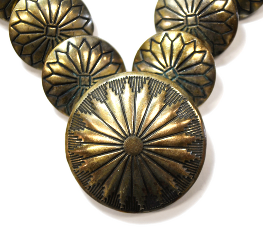 Sterling Silver Graduated Handmade Bead Disc Rays 21.5" Necklace 8-30mm