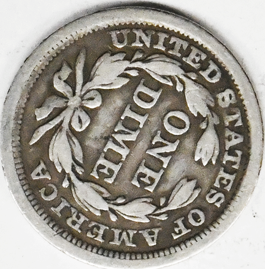 1857 10c Seated Liberty Silver Dime Ten Cents Philadelphia
