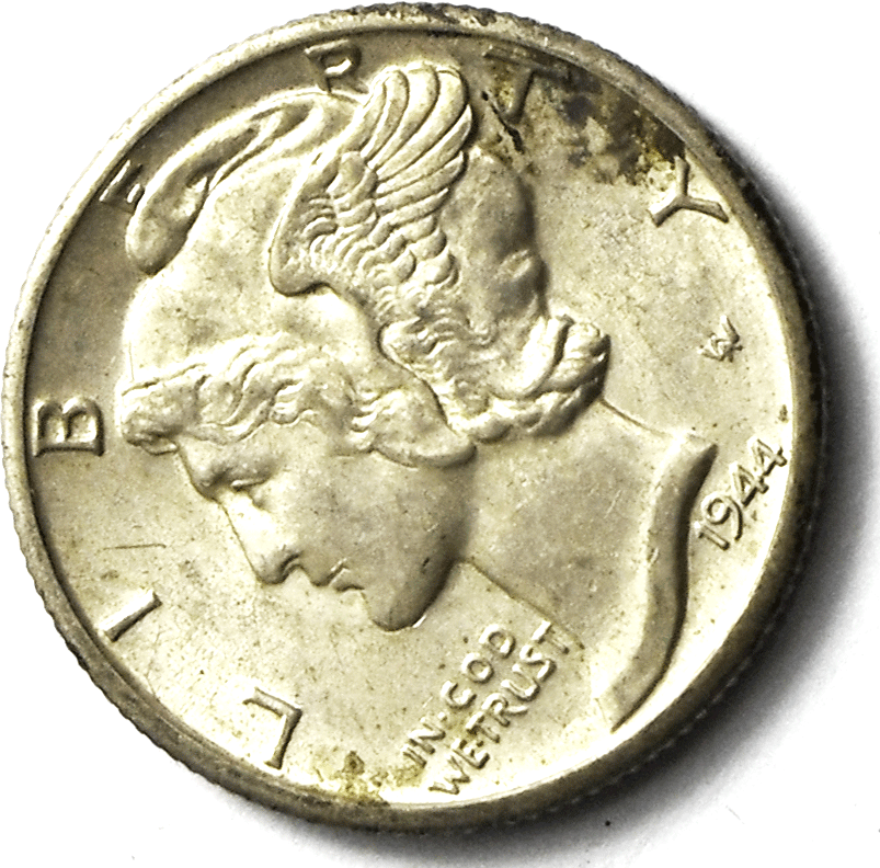 1944 D 10c Mercury Silver Dime Rare Ten Cents Denver AU