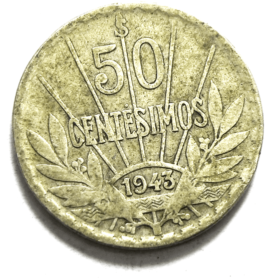 1943 So Uruguay 50 Centesimos KM# 31