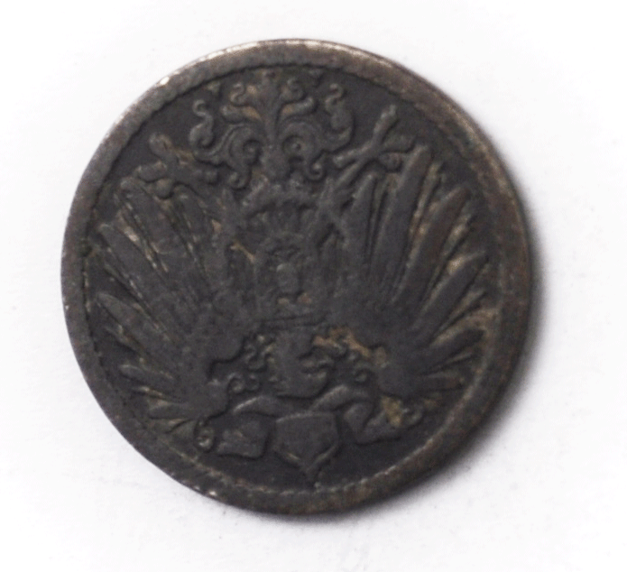 1890 A Germany Empire 5 Five Pfennig Copper Nickel Coin KM#11
