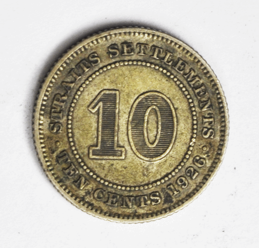 1926 Straits Settlements Silver Ten 10 Cents KM# 29b