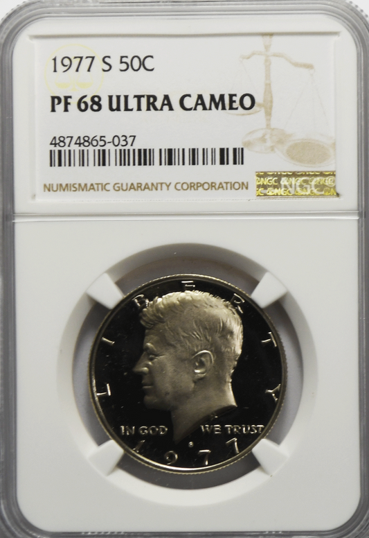 1977 S 50c Kennedy Half Dollar NGC PF68 Ultra Cameo Proof
