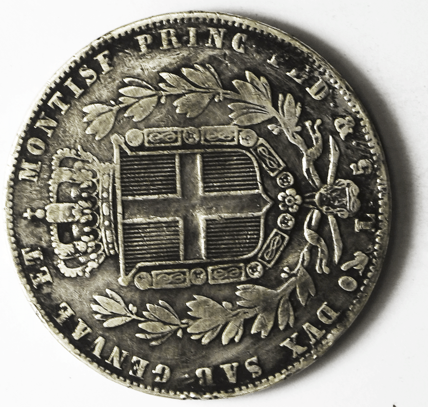 1849 Italian States Sardina 5 Lire Silver Coin Hier KM# 130.1