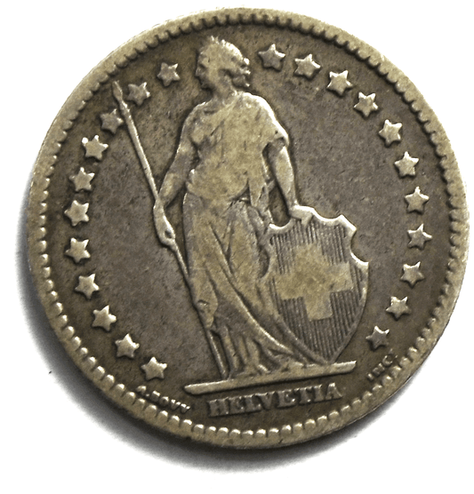 1876 B Switzerland One Franc KM# 24 Silver Coin