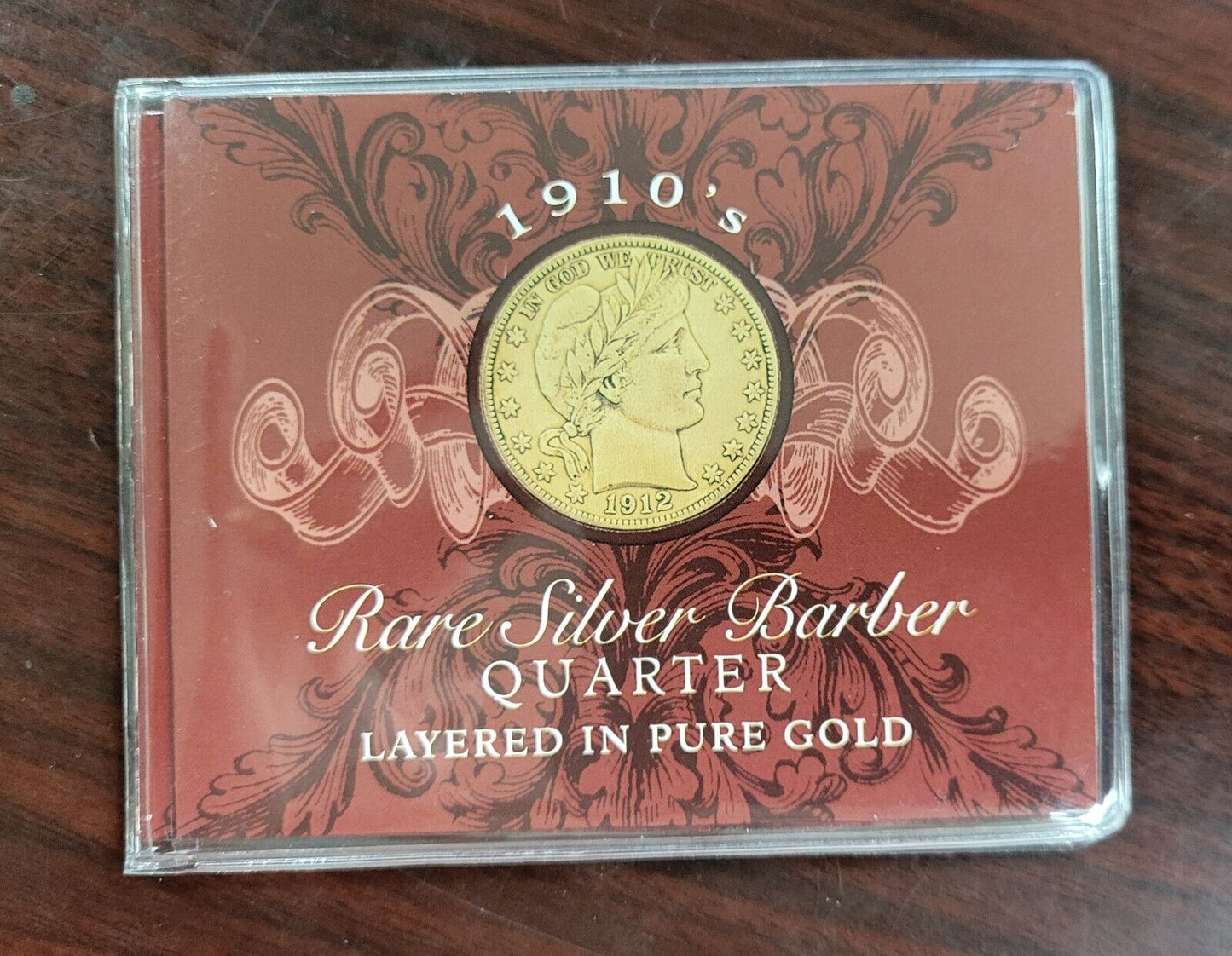 1910's Silver Barber Quarter Layered In Pure Gold - 1912