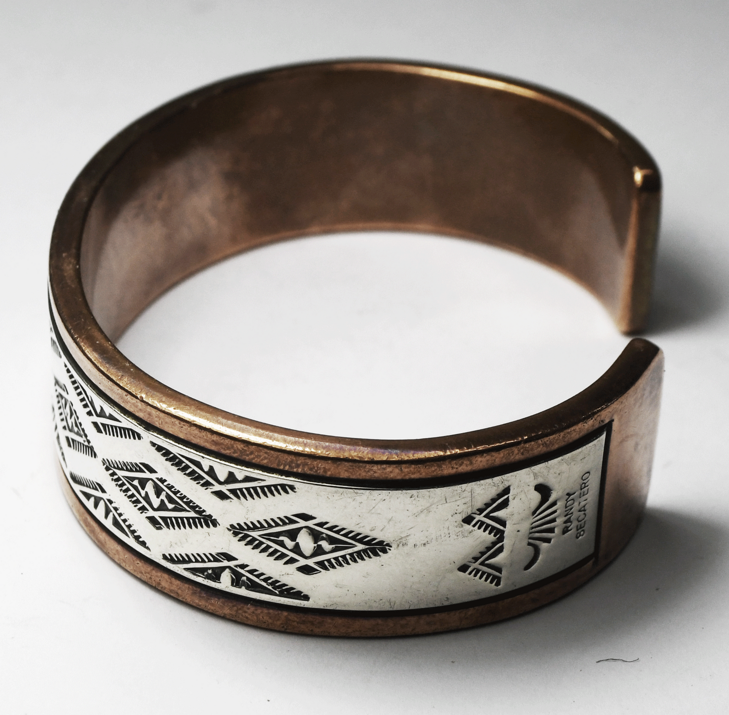 Sterling Silver & Copper Randy Secatero Cuff Bracelet 20mm 7.5" Wrist