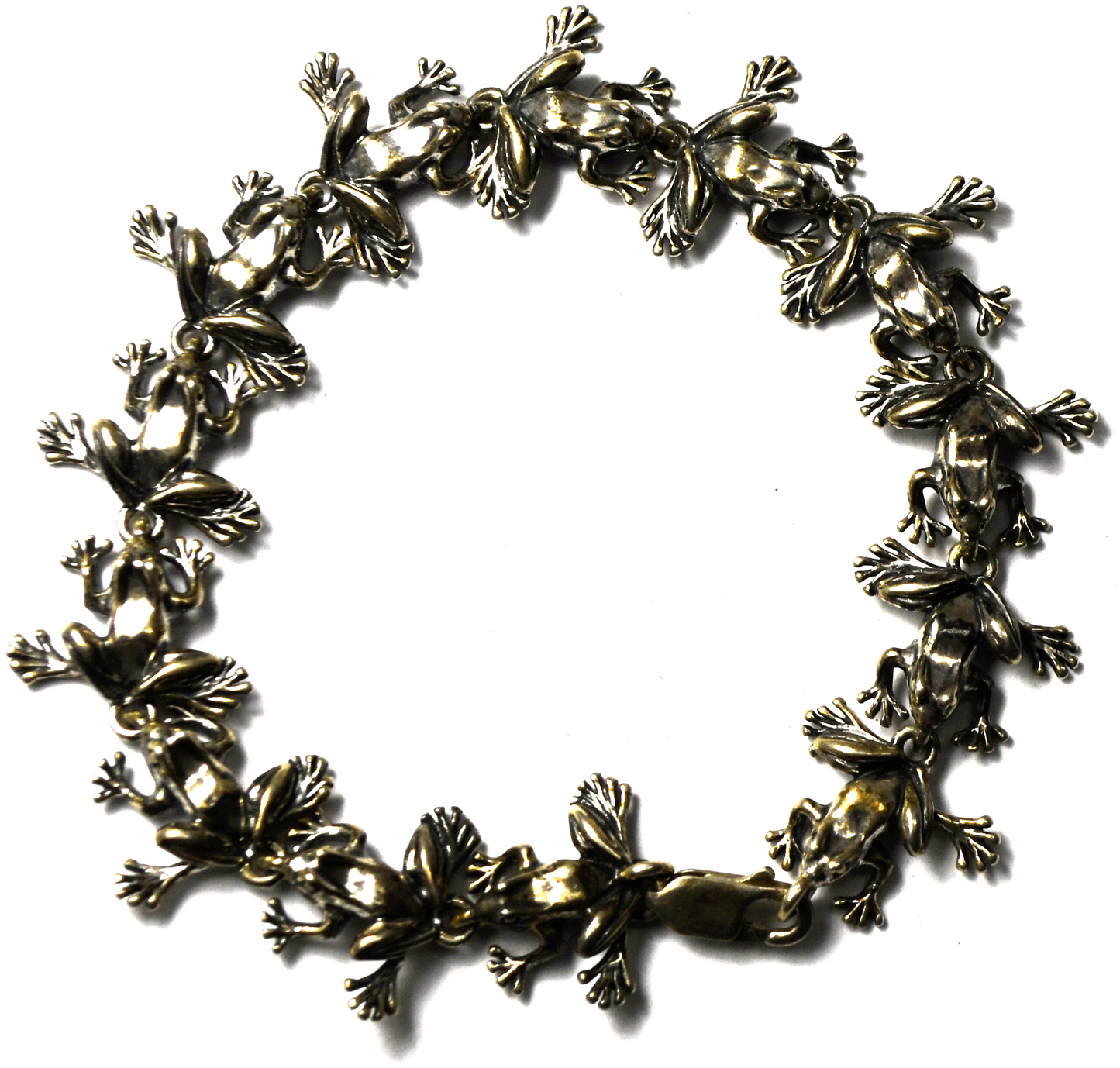 Sterling Silver Kabana Frog Link Chain Bracelet 17mm 7-1/2"