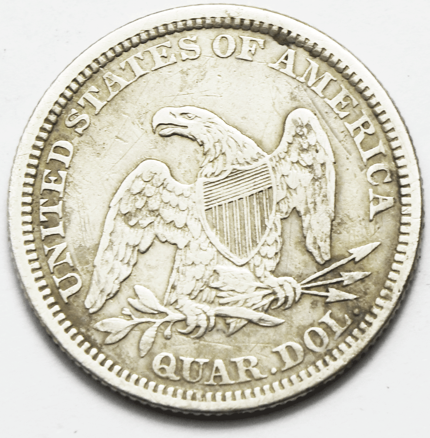 1865 25c Seated Liberty Silver Quarter Dollar Twenty Five Cents Rare VF