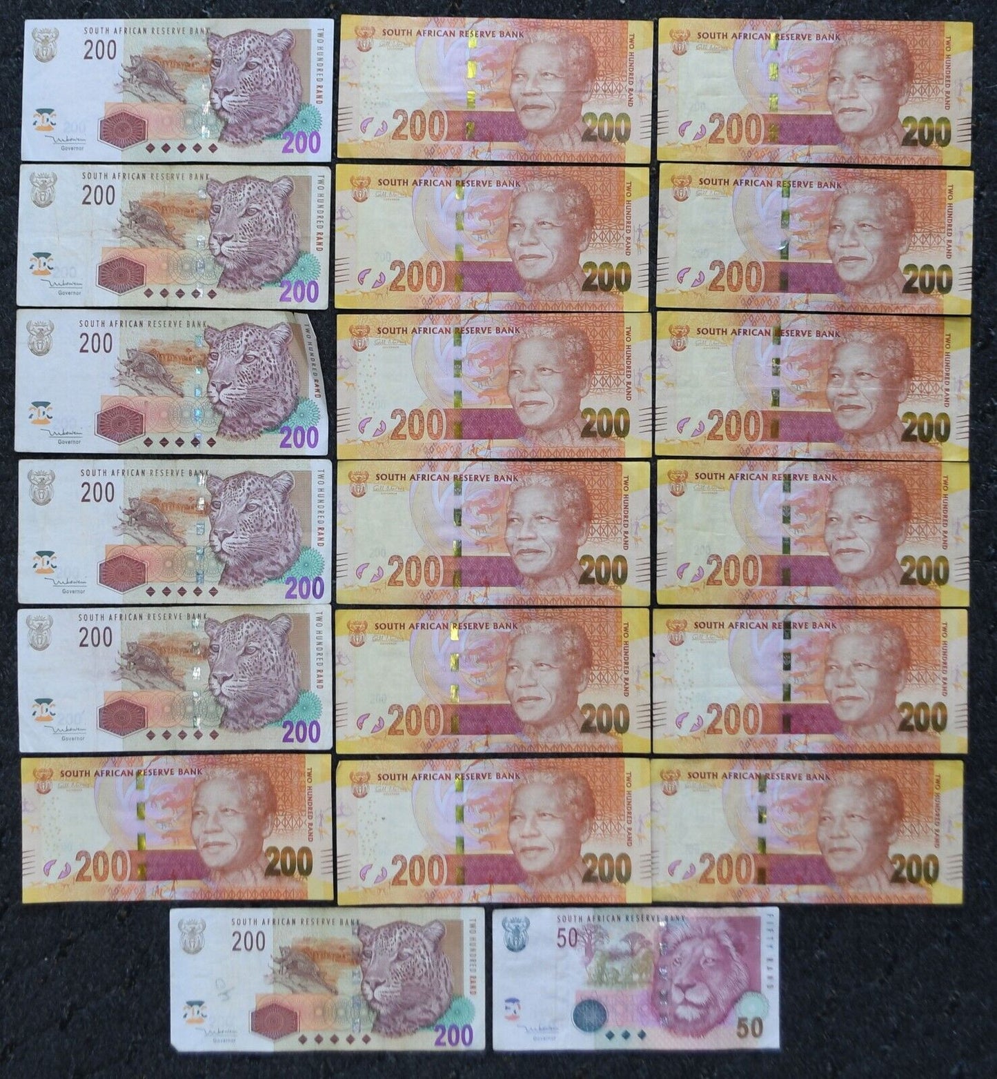 3850 South Africa Rand 19- 200 Rand & 1- 50 Rand 20 Banknotes