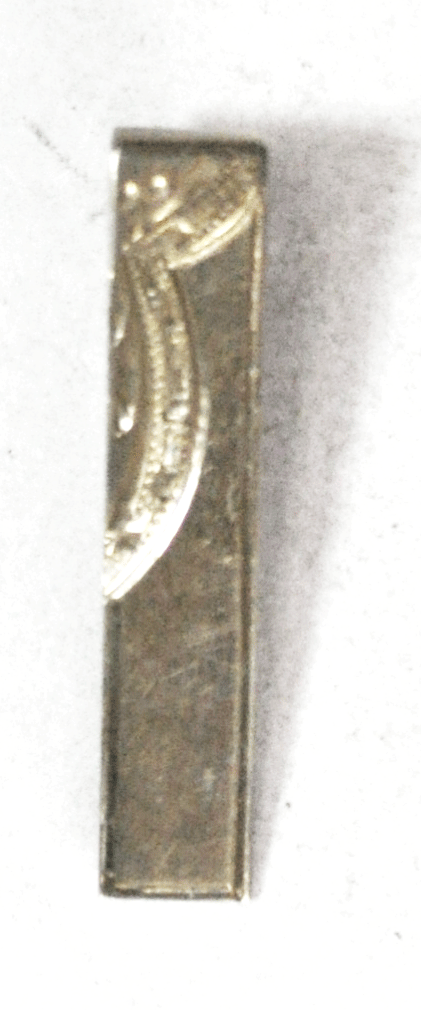 Etched Sterling Silver Mexico Scroll Tie Tack Clip 47mm x 9mm