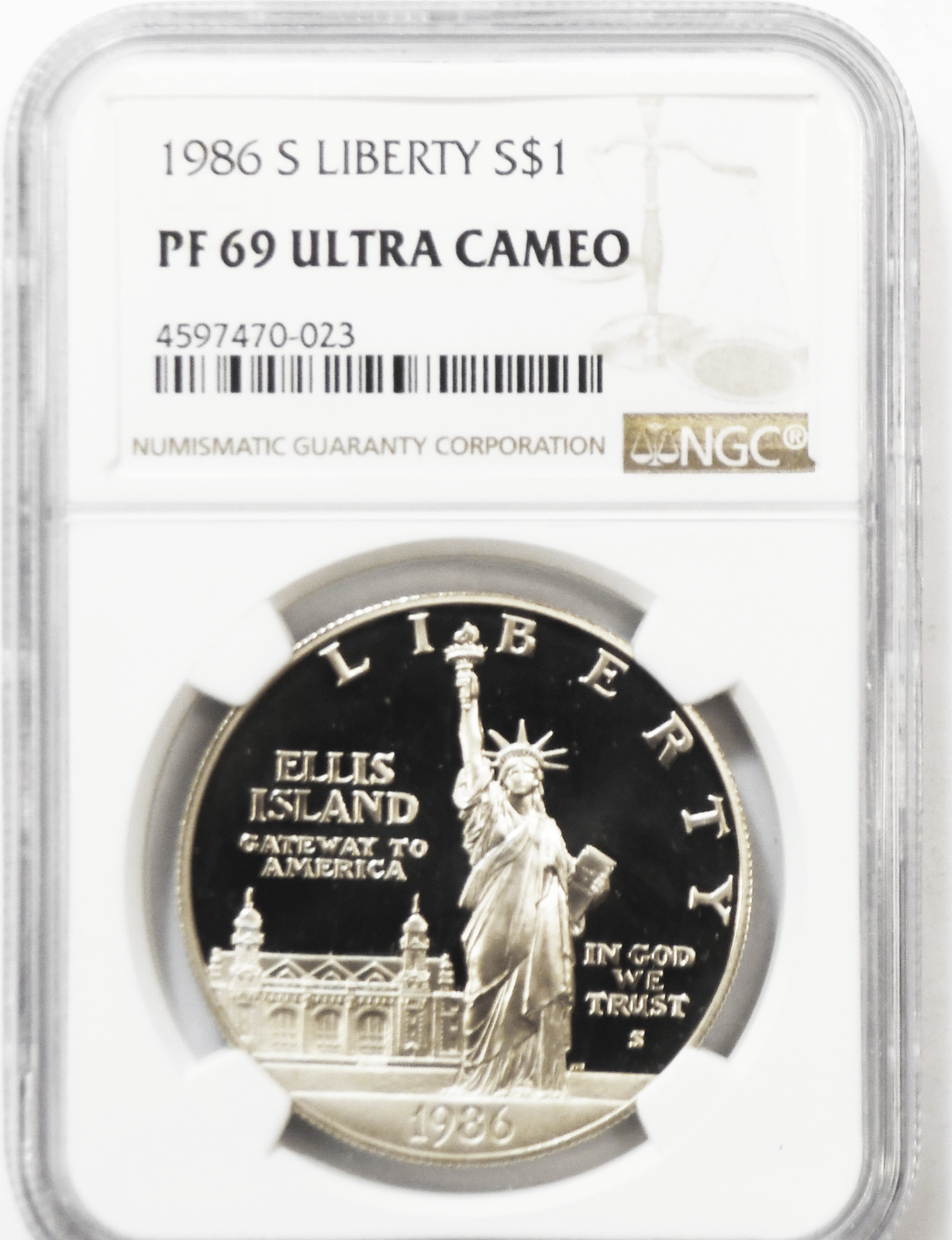 1986 S $1 Statue of Liberty Commemorative Silver One Dollar PF69 UC NGC