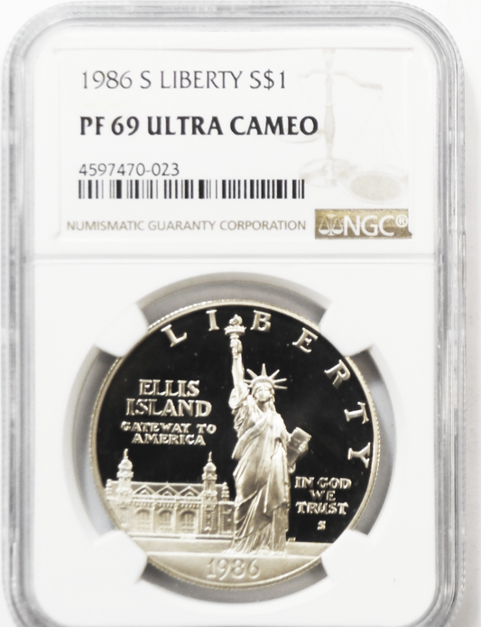 1986 S $1 Statue of Liberty Commemorative Silver One Dollar PF69 UC NGC