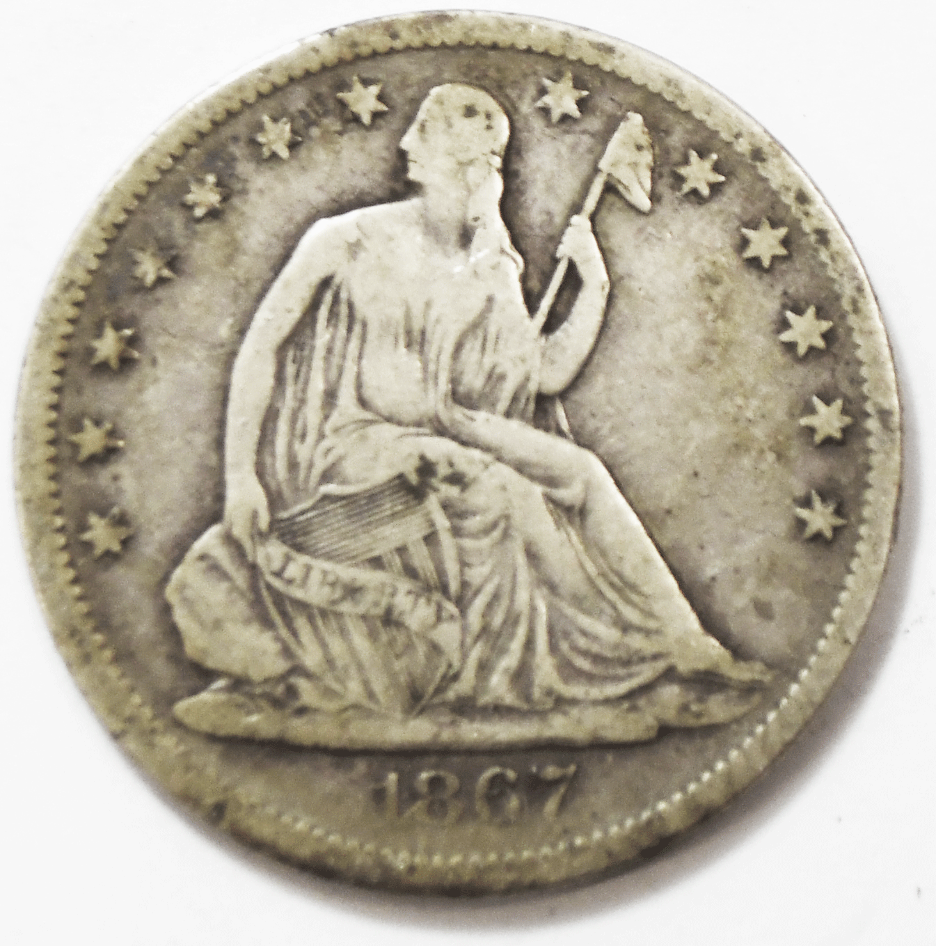 1867 S 50c Seated Liberty Silver Half Dollar San Francisco