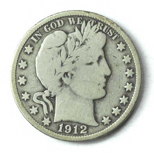 1912 50c Barber Silver Half Dollar Fifty Cents US Philadelphia