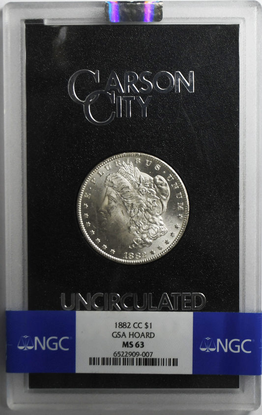 1882 CC $1 Morgan Silver One Dollar GSA MS63 NGC Carson CIty Rotated Dies