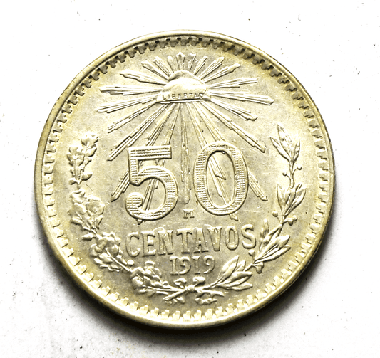 1919 Mexico Estados Unidos Mexicanos 50 Centavos KM# 447 Clashed AU