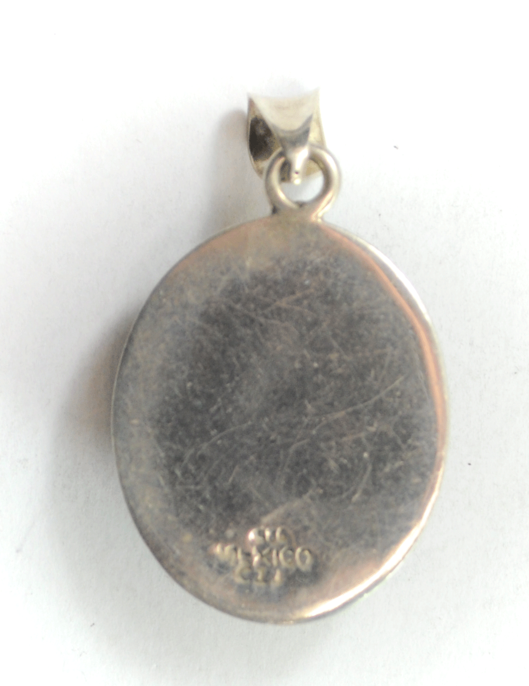 Sterling Mexico Brown & Black Mahogany Obsidian Oval Heavy Pendant 50mm x 29mm