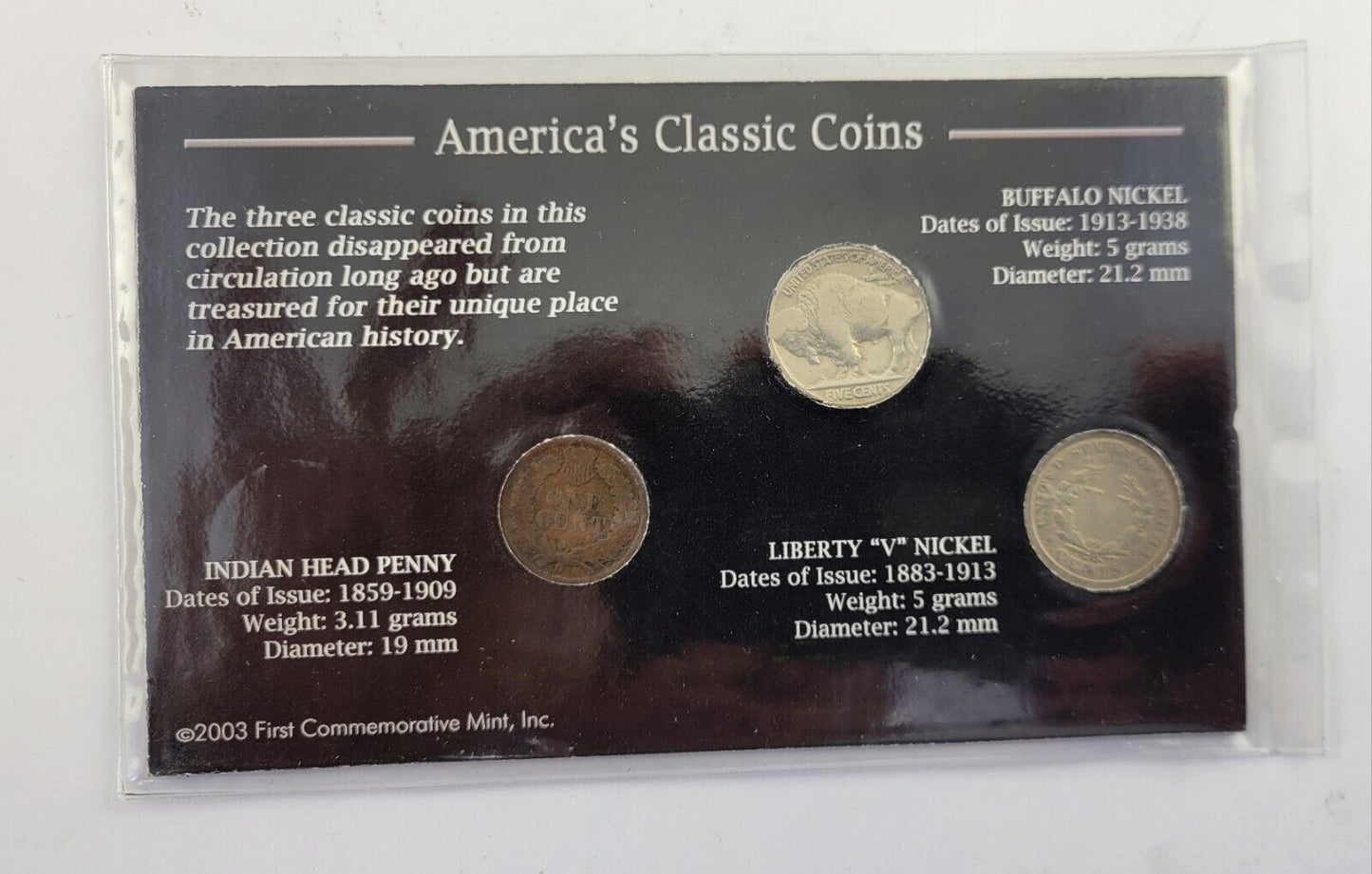 America's Classic Coins 1901 Indian Head Cent, 1936 Buffalo Nickel, 1911 Nickel