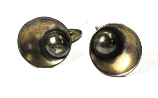 Sterling Silver Brodrene Bjerring Denmark Round Modernist Cufflinks 20mm