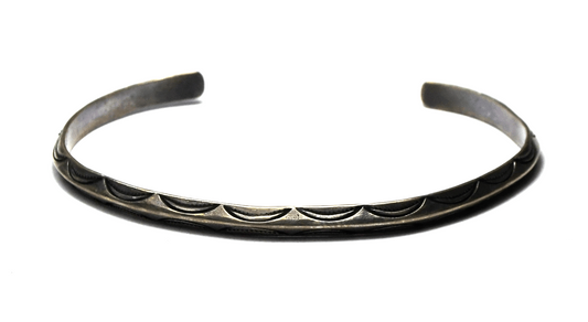 Sterling Silver 4mm Triangular Bar Cuff Bracelet 7" Wrist