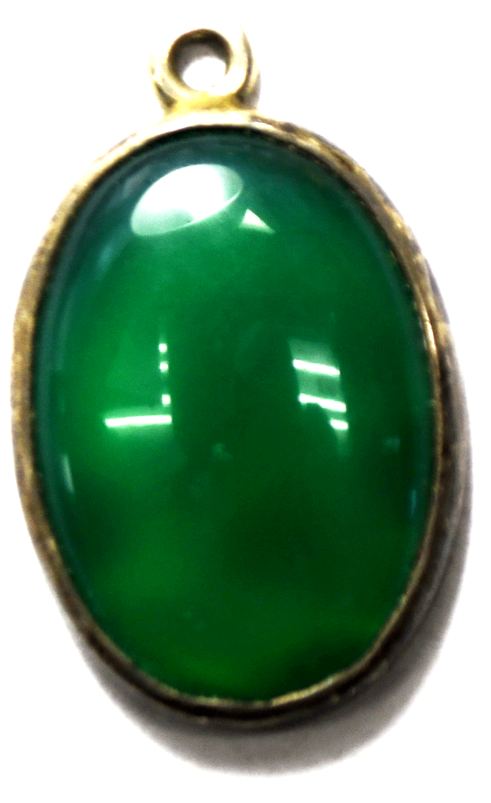 Sterling Silver Newman's Silver Shop Oval Green Onyx Pendant 29mm x 19mm