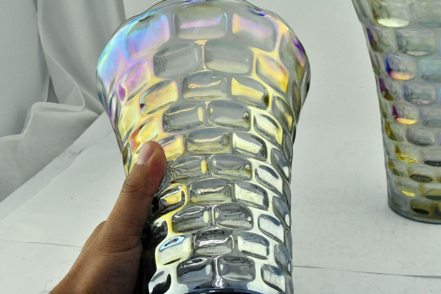 60's Pair of Iridescent Yorktown Federal Carnival Glass