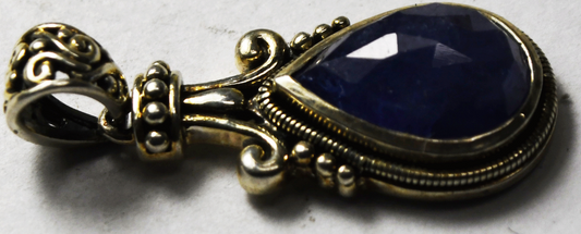 Sterling Silver Signed M India Amethyst Teardrop Pendant 34mm x 14mm