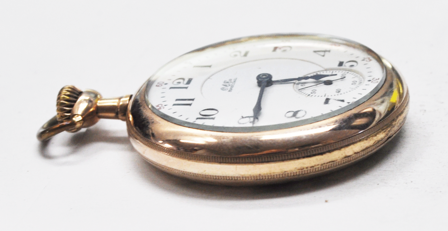 O.E. Co Pocket Watch 17J Size 16 Open Face PS 20yr Gold Filled Case