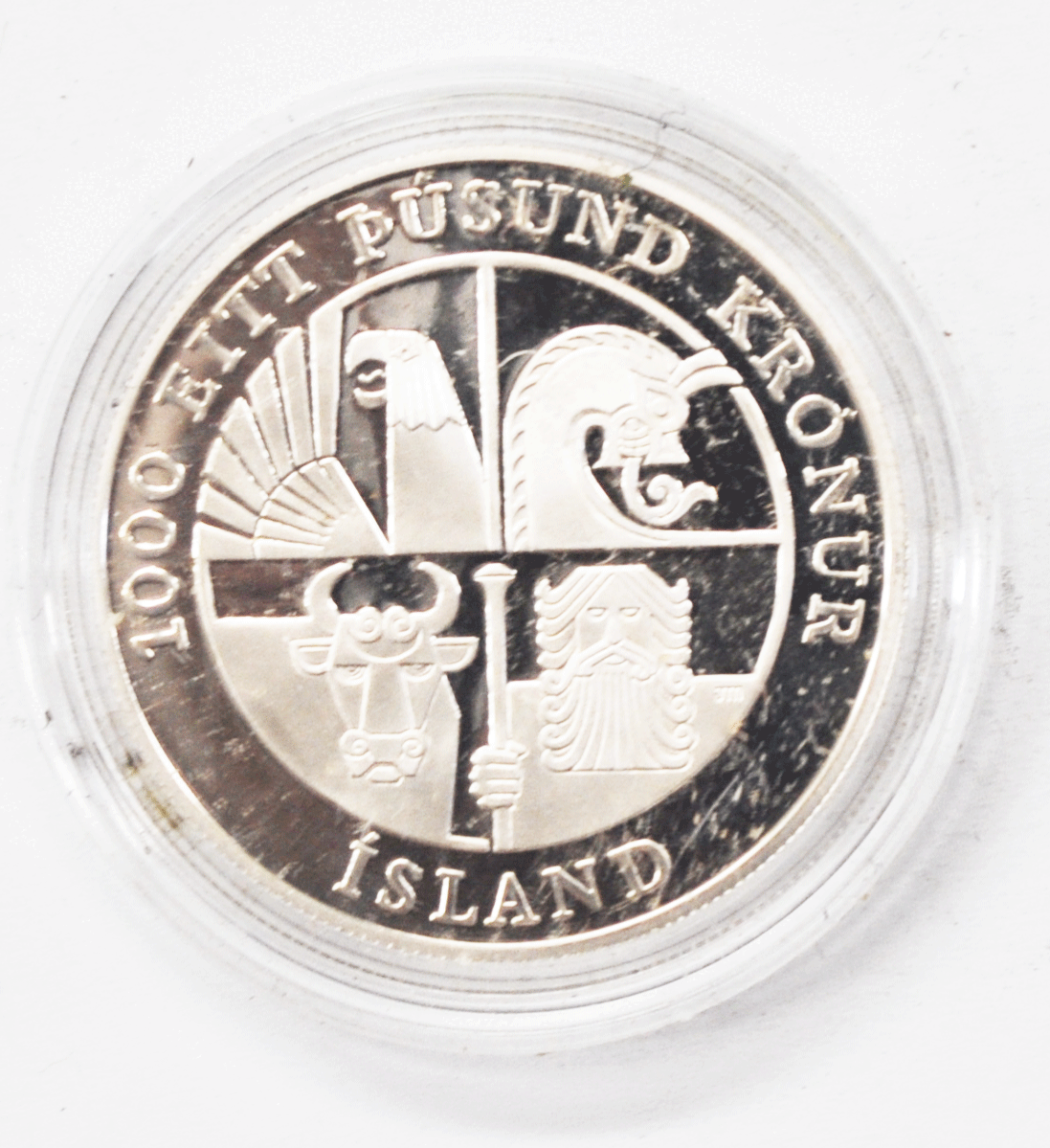 2000 $1 Leif Ericson Iceland Proof Silver 1000 Krónur KM# 37 in Capsule