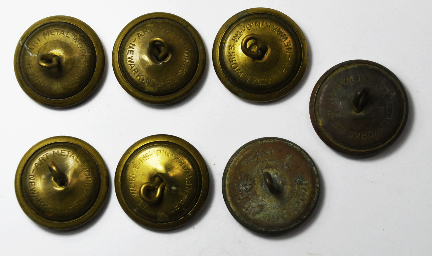 7 Vintage Metal Works Newark NJ US Great Seal Eagle Uniform Button