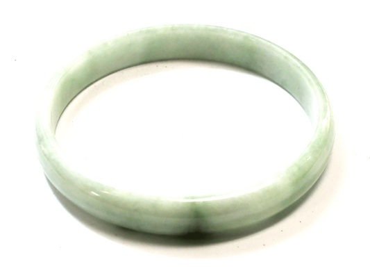 Large Pale Green Carved Jadeite Jade Bangle Bracelet 13mm 3.5"