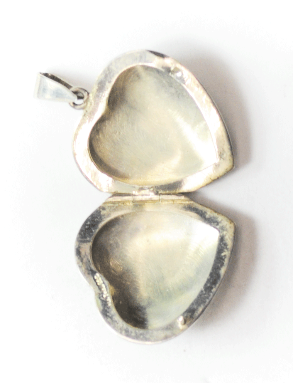 Sterling Silver MA Two Tone Heart Scroll Love Locket Pendant 38mm x 27mm x 10mm
