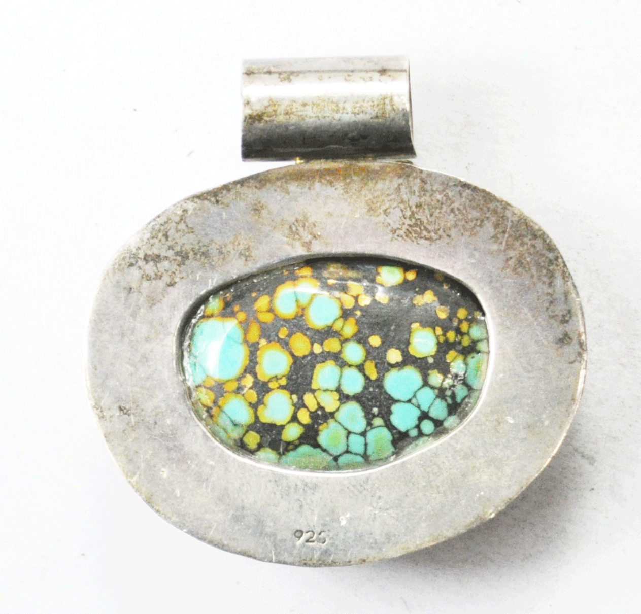 Sterling Silver Number 8 Oval Turquoise Slider Pendant 42 x 43mm