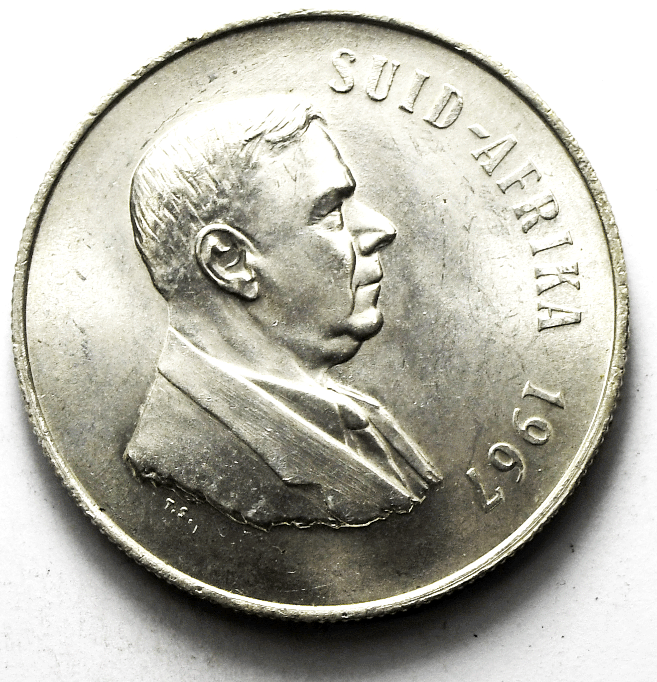 1967 South Africa Rand Silver Coin KM# 72.2 Uncirculated Suid