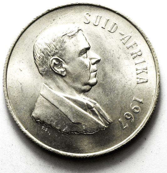 1967 South Africa Rand Silver Coin KM# 72.2 Uncirculated Suid
