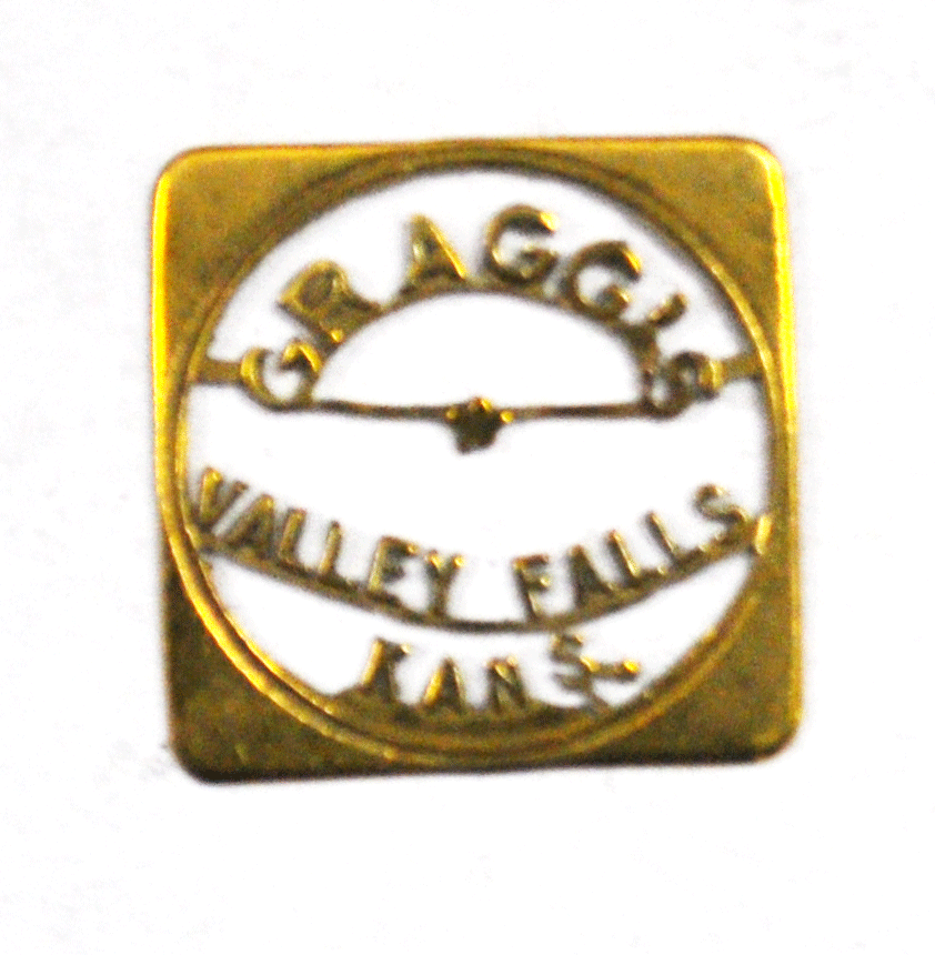 Gragg's Valley Falls Kansas Square Trade Token Cut Out 24mm Jefferson County