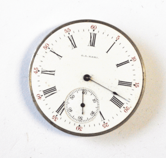 AWW Co Size 12 Grade 210 Pocket Watch Movement & G.A. NAMI Dial Parts Repair