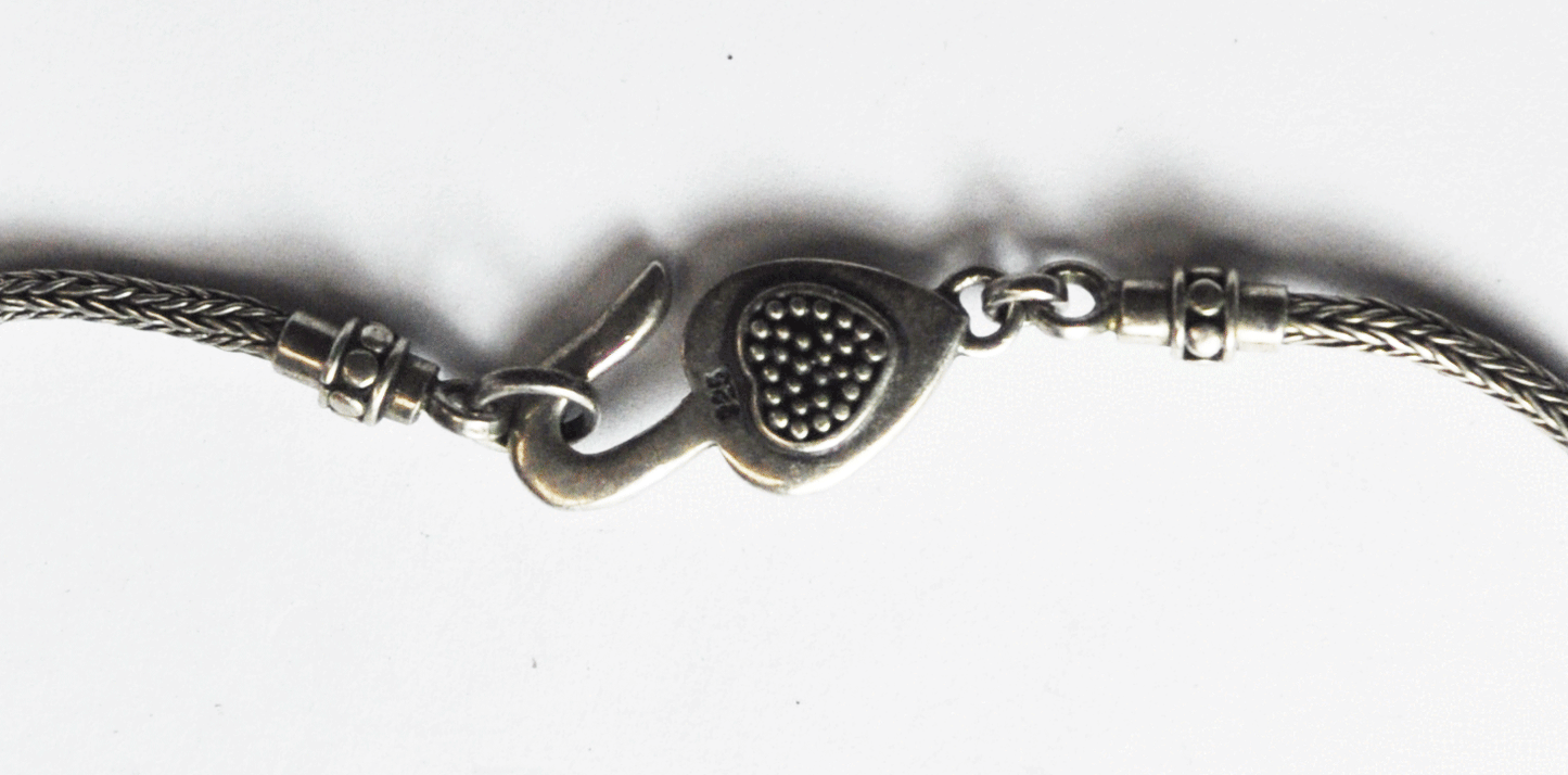 Sterling Silver & Gold Heart Filigree Dot Stripe 33mm Pendant 2mm 18" Necklace
