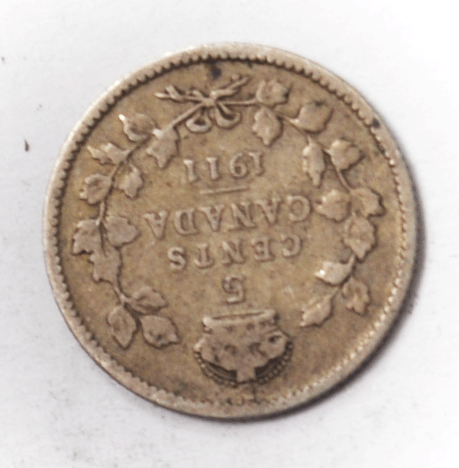 1911 Canada 5c Silver Five Cents KM# 13