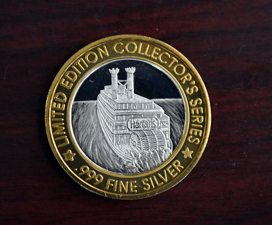 Harrahs North Kansas City Mo. Casino .999 Fine Silver Gaming Token River Boat