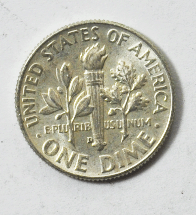 1964 D 10c Roosevelt Silver Dime Brilliant Uncirculated Booger Nose Die Break